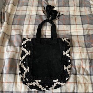 Urban Outfitters Black Embroidered Knitted Tote